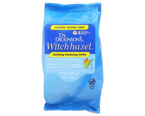 Dickinson Brands, Witch Hazel, Soothing Cleansing Cloths, 25 Biodegradable Cloths Dickinson Brands, Witch Hazel, Soothing Cleansing Cloths, 25 Biodegradable Cloths
