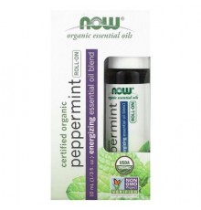 NOW Foods, Certified Organic Peppermint Roll-On, 1/3 fl oz (10 ml)