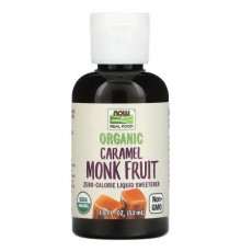 NOW Foods, Real Food, Organic Monk Fruit, Zero-Calorie Liquid Sweetener, Caramel, 1.8 fl oz (53 ml)