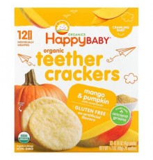 Happy Family Organics, Organic Teether Crackers, Mango & Pumpkin with Amaranth, 12 Packs, 0.14 oz (4 g) Each