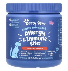 Zesty Paws, Senior Advanced, Allergy & Immune Bites, For Dogs, Salmon, 90 Soft Chews, 11.1 oz (315 g)