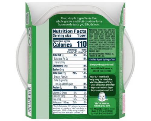 Gerber, Organic, Grain & Grow Morning Bowl, 10+ Months, Oats, Barley and Red Quinoa with Banana & Summer Berries, 4.5 oz (128 g)