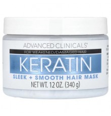 Advanced Clinicals, Keratin,  Sleek + Smooth Hair Mask,  12 oz (340 g)