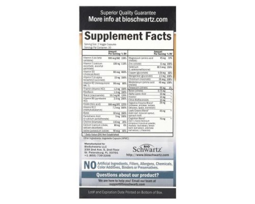 BioSchwartz, Men's 50+ Multivitamin, 60 Veggie Caps