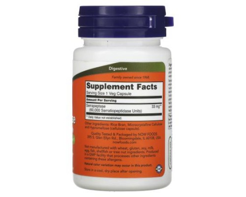 NOW Foods, Serrapeptase, 33 mg, 60 Veg Capsules NOW Foods, Serrapeptase, 33 mg, 60 Veg Capsules