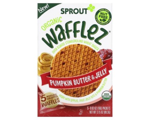 Sprout Organics, Wafflez, Pumpkin Butter & Jelly, 5 Packets, 0.63 oz (18 g) Each Sprout Organics, Wafflez, Pumpkin Butter & Jelly, 5 Packets, 0.63 oz (18 g) Each