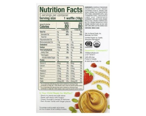 Sprout Organics, Wafflez, Pumpkin Butter & Jelly, 5 Packets, 0.63 oz (18 g) Each Sprout Organics, Wafflez, Pumpkin Butter & Jelly, 5 Packets, 0.63 oz (18 g) Each