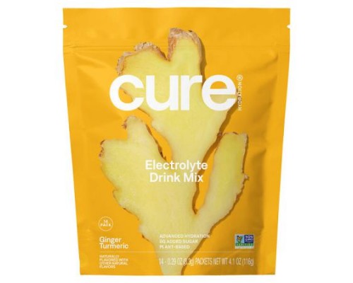 Cure Hydration, Hydrating Electrolyte Mix, Ginger Turmeric, 14 Packets, 0.29 oz (8.3 g) Each