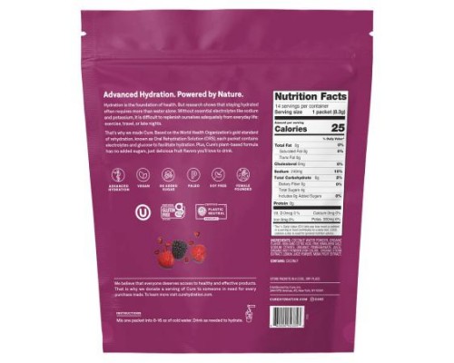Cure Hydration, Hydrating Electrolyte Mix, Berry Pomegranate, 14 Packets, 0.29 oz (8.3 g) Each