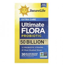 Renew Life, Ultimate Flora™ Probiotic, 50 Billion CFU, 30 Delayed Release Vegan Capsules