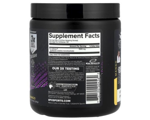 EFX Sports, Kre-Alkalyn EFX Powder, Mango, 7.76 oz (220 g) EFX Sports, Kre-Alkalyn EFX Powder, Mango, 7.76 oz (220 g)