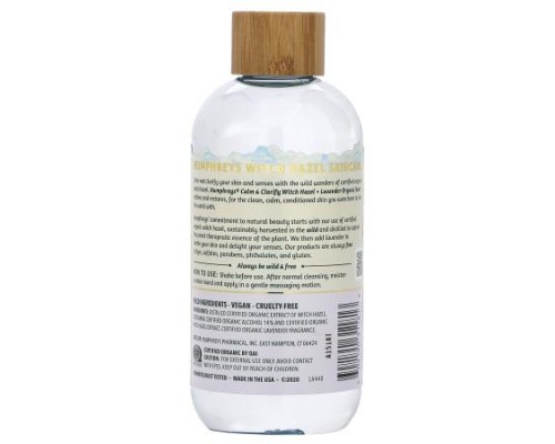 Humphreys, Witch Hazel, Organic Toner with Lavender, Calm,  & Clarify, 8 fl oz (236 ml)