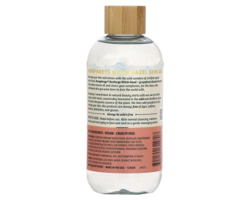 Humphreys, Witch Hazel, Alcohol-Free Toner with Grapefruit, Recharge, 8 fl oz (236 ml) Humphreys, Witch Hazel, Alcohol-Free Toner with Grapefruit, Recharge, 8 fl oz (236 ml)