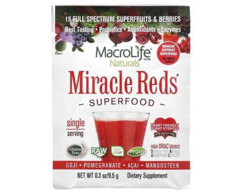 Macrolife Naturals, Miracle Reds, Superfood, Goji, Pomegranate, Acai, Mangosteen, 0.3 oz (9.5 g)