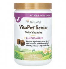 NaturVet, VitaPet Senior, Daily Vitamins + Glucosamine, For Dogs, 120 Soft Chews, 12.6 oz (360 g)