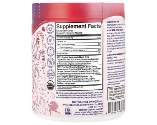 KOS, Love You Berry Much, Energizing Red Juice Blend, Goji Berry Popsicle, 8.78 oz (249 g)