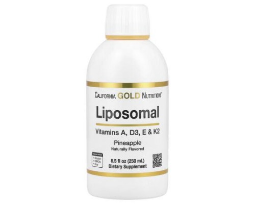 California Gold Nutrition, Liposomal Vitamin A, D3, E & K2, Pineapple, 8.5 fl oz (250 ml) California Gold Nutrition, Liposomal Vitamin A, D3, E & K2, Pineapple, 8.5 fl oz (250 ml)