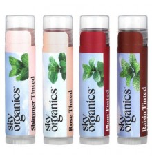 Sky Organics, Tinted Lip Balms with Beeswax, 4 Balms, 0.15 oz (4.25 g) Each