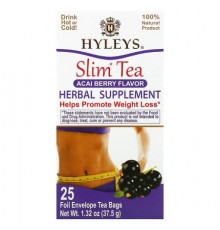 Hyleys Tea, Slim Tea, Acai Berry, 25 Foil Envelope Tea Bags, 1.32 oz (37.5 g)