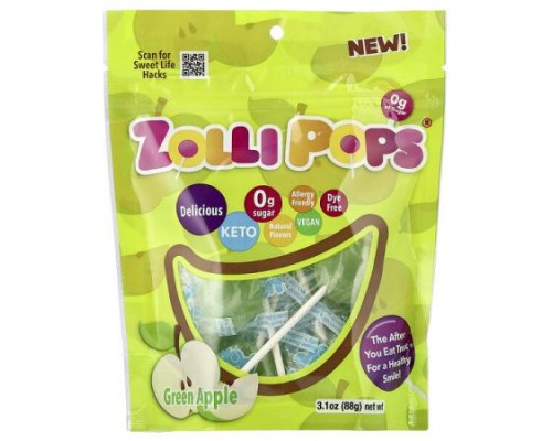 Zollipops, The Clean Teeth Pops, Green Apple, 3.1 oz (88 g) Zollipops, The Clean Teeth Pops, Green Apple, 3.1 oz (88 g)