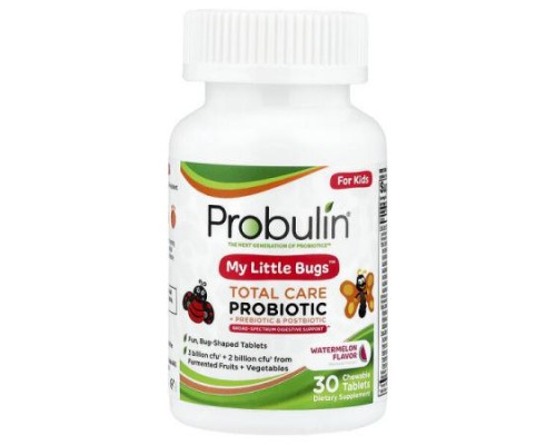 Probulin, For Kids, My Little Bugs™, Total Care Probiotic + Prebiotic & Postbiotic, Watermelon, 30 Chewable Tablets
