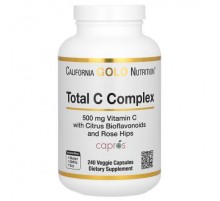 California Gold Nutrition, Total C Complex with Ascorbic Acid, Amla Extract, Citrus Bioflavonoids & Rose Hip Extract, 500 mg, 240 Veggie Capsules (Discontinued Item)