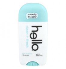 Hello, 24 Hr Deodorant  with Charcoal, Clean + Fresh, 2.6 oz (73 g)