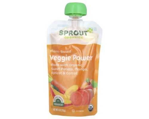 Sprout Organics, Veggie Power, 12 Months & Up, Sweet Potato, Mango, Apricot & Carrot, 4 oz (113 g) Sprout Organics, Veggie Power, 12 Months & Up, Sweet Potato, Mango, Apricot & Carrot, 4 oz (113 g)