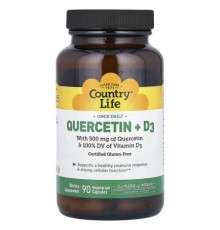 Country Life, Quercetin + D3, 90 Vegetarian Capsules