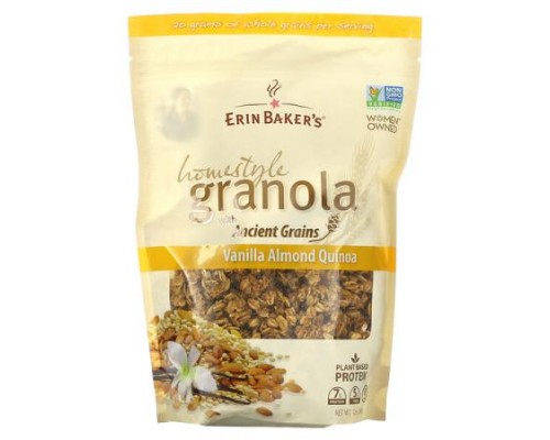 Erin Baker's, Homestyle Granola with Ancient Grains, Vanilla Almond Quinoa, 12 oz (340 g) Erin Baker's, Homestyle Granola with Ancient Grains, Vanilla Almond Quinoa, 12 oz (340 g)