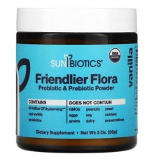 Sunbiotics, Friendlier Flora Probiotic & Prebiotic Powder, Vanilla, 2 oz (56 g)