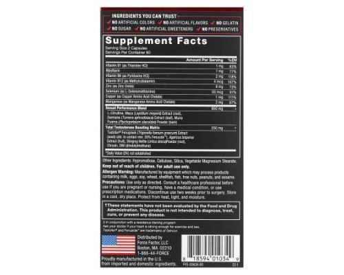 Force Factor, Test X180 Alpha®, 120 Capsules Force Factor, Test X180 Alpha®, 120 Capsules