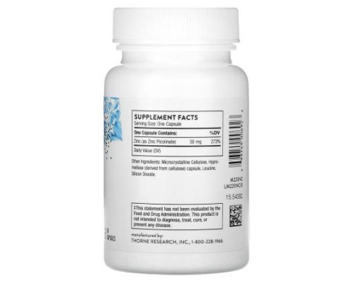 Thorne, Zinc Picolinate, 30 mg, 60 Capsules