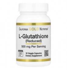 California Gold Nutrition, L-Glutathione (Reduced), 500 mg, 30 Veggie Capsules