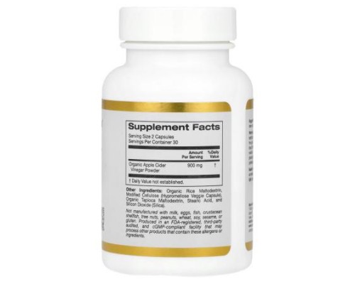 California Gold Nutrition, Apple Cider Vinegar, 60 Veggie Capsules (450 mg per Capsule) California Gold Nutrition, Apple Cider Vinegar, 60 Veggie Capsules (450 mg per Capsule)