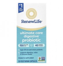 Renew Life, Ultimate Care Digestive Probiotic, 150 Billion CFU, 30 Vegetarian Capsules