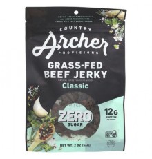 Country Archer Jerky, Grass-Fed Beef Jerky, Classic, 2 oz (56 g)