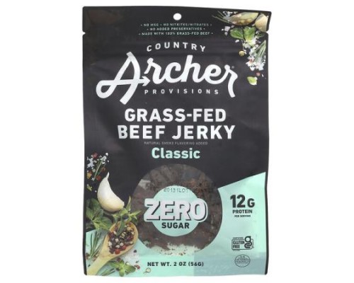 Country Archer Jerky, Grass-Fed Beef Jerky, Classic, 2 oz (56 g) Country Archer Jerky, Grass-Fed Beef Jerky, Classic, 2 oz (56 g)