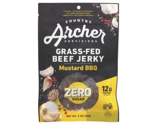 Country Archer Jerky, Grass-Fed Beef Jerky, Mustard BBQ, 2 oz (56 g) Country Archer Jerky, Grass-Fed Beef Jerky, Mustard BBQ, 2 oz (56 g)