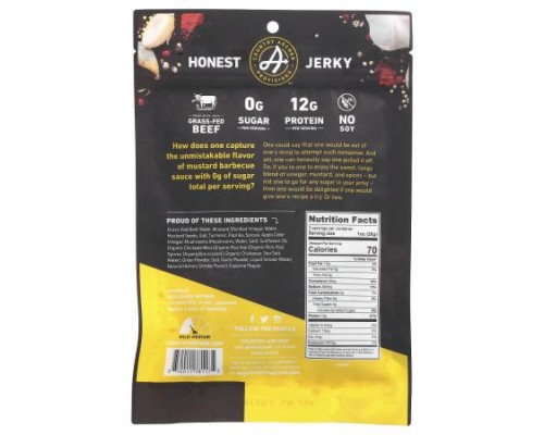 Country Archer Jerky, Grass-Fed Beef Jerky, Mustard BBQ, 2 oz (56 g) Country Archer Jerky, Grass-Fed Beef Jerky, Mustard BBQ, 2 oz (56 g)