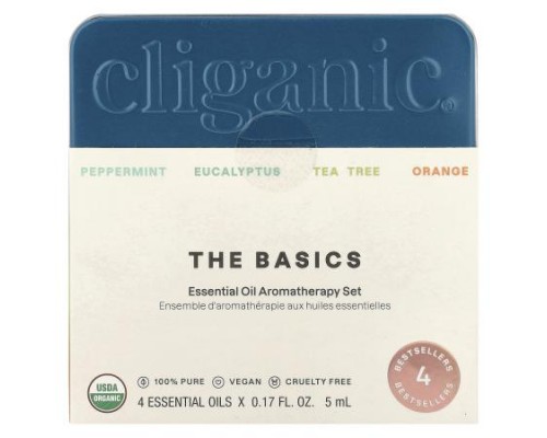 Cliganic, The Basics, Essential Oil Aromatherapy Set, 4 Piece Set Cliganic, The Basics, Essential Oil Aromatherapy Set, 4 Piece Set
