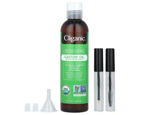 Cliganic, 100% Pure & Natural, Organic Castor Oil, 8 fl oz (240 ml)