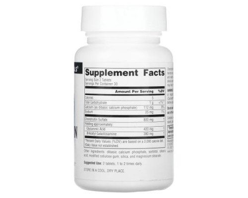 Source Naturals, Chondroitin Sulfate, 400 mg, 60 Tablets Source Naturals, Chondroitin Sulfate, 400 mg, 60 Tablets