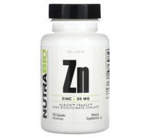 NutraBio, Zn, Zinc, 30 mg, 120  Capsules