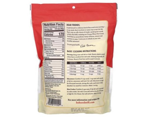 Bob's Red Mill, Creamy Wheat Hot Cereal, 24 oz (680 g) Bob's Red Mill, Creamy Wheat Hot Cereal, 24 oz (680 g)