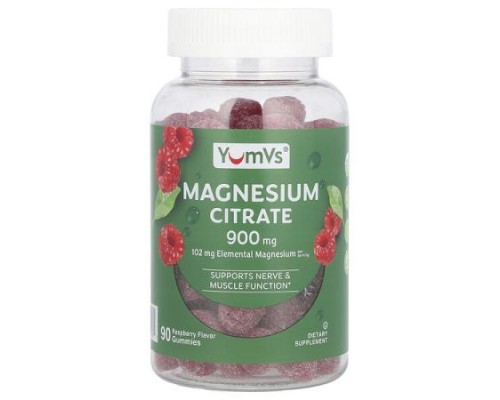 YumVs, Magnesium Citrate, Raspberry, 90 Gummies (300 mg per Gummy)