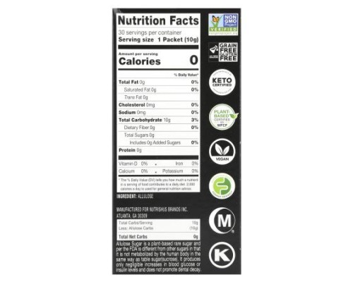 RxSugar, Allulose Sugar, 30 Stick Packs, 0.35 oz (10 g) Each