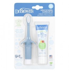 Dr. Brown's, Infant to Toddler Toothbrush Set, 0-3 Years, Blue, Apple Pear, 2 Piece Set