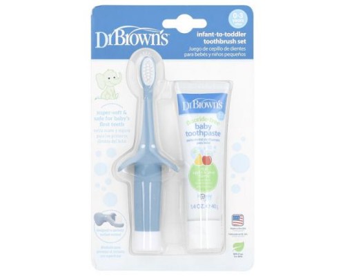 Dr. Brown's, Infant to Toddler Toothbrush Set, 0-3 Years, Blue, Apple Pear, 2 Piece Set Dr. Brown's, Infant to Toddler Toothbrush Set, 0-3 Years, Blue, Apple Pear, 2 Piece Set