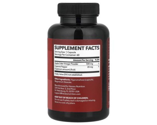 Havasu Nutrition, Apple Cider Vinegar + Cayenne Pepper , 60 Capsules